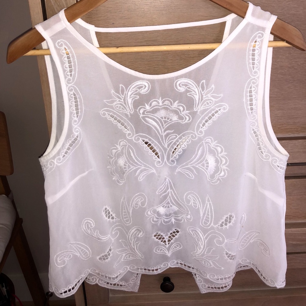 Brand Melville white open back lace top SIZE: 1S